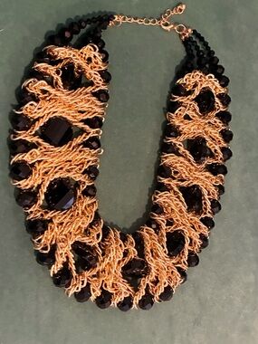 Black and Gold Statement Necklace - Women Jewelry